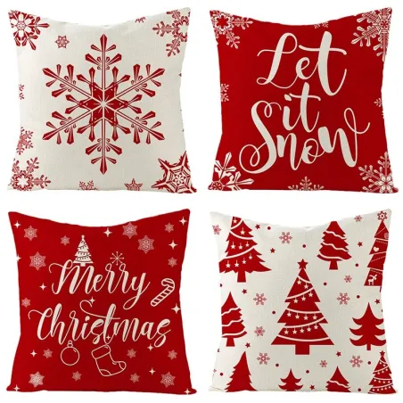 Fodera per cuscino decorativo natalizio - rosso con stampa - 60 * 60 cm