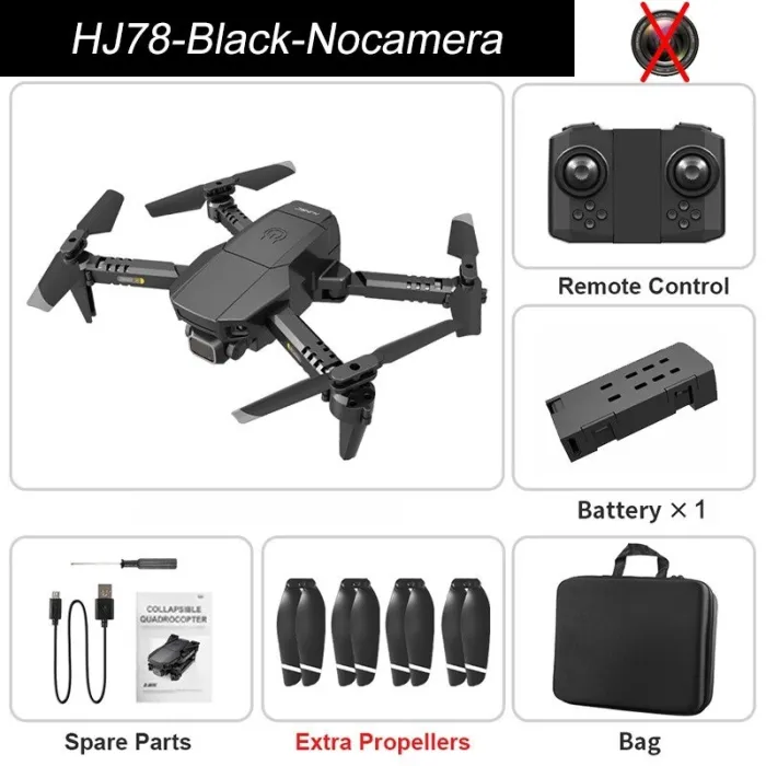 HJ78 Mini - WiFi - FPV - Double caméra 4K HD - pliable - RC Drone Quadcopter - RTF