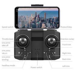 HJ78 Mini - WiFi - FPV - Double caméra 4K HD - pliable - RC Drone Quadcopter - RTF