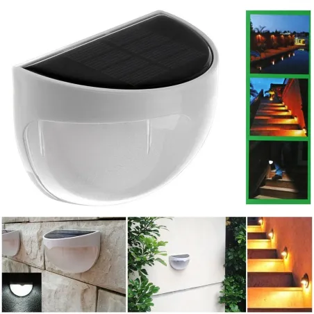 Solcelledrevet hagevegglampe - vanntett - 6 LED