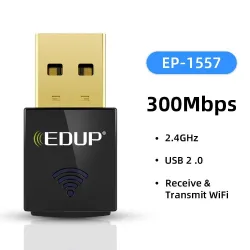 EDUP - 300Mbps - trådløs nano USB 2.0 - nettverkskort - WiFi-mottaker