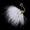 Pavão branco / preto - broche - penas - pérolas