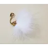 Pavão branco / preto - broche - penas - pérolas