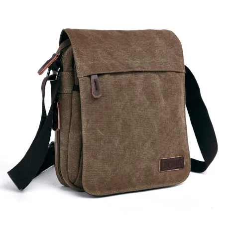 Vintage skuldertaske i lærred