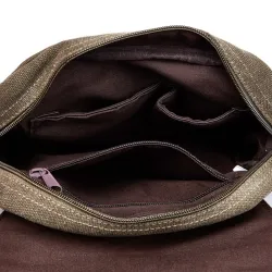 Vintage skuldertaske i lærred