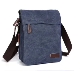 Vintage skuldertaske i lærred