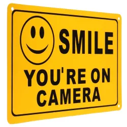 Vinyl advarselsklistremerke - Smile You're On Camera