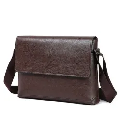 Elegante schoudertas - leer - breedTassen
