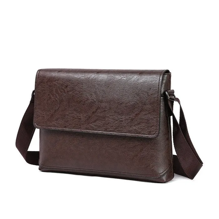 Elegante schoudertas - leer - breedTassen