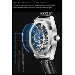 CHENXI - tourbillon mekanisk klokke - lysende - vanntett - lærreim