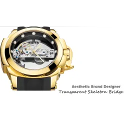 SWISH - lyxig automatisk klocka - tourbillon - skelettdesign - självlysande