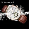 KINYUED - mekanisk tourbillon-ur - skeletdesign - læderrem