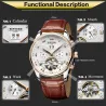 KINYUED - mechanisch tourbillon horloge - skeleton design - lederen bandHorloges