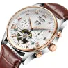 KINYUED - mekanisk tourbillon-ur - skeletdesign - læderrem