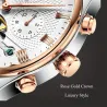 KINYUED - mekanisk tourbillon-ur - skeletdesign - læderrem