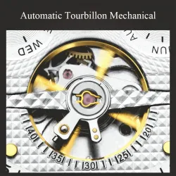 KINYUED - mechanisch tourbillon horloge - skeleton design - lederen bandHorloges