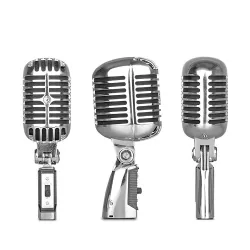 Microphone de style vintage - vocal dynamique - avec support
