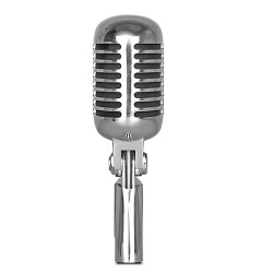 Vintage-tyylinen mikrofoni - dynaaminen laulu - jalustalla