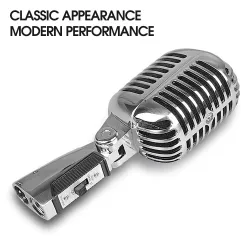 Microphone de style vintage - vocal dynamique - avec support
