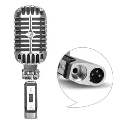 Microphone de style vintage - vocal dynamique - avec support
