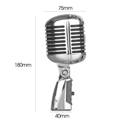 Microphone de style vintage - vocal dynamique - avec support