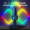Microphone à condensateur de jeu RVB - cardioïde - avec pied - USB
