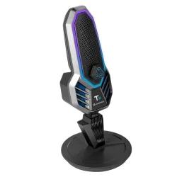 Microphone à condensateur de jeu RVB - cardioïde - avec pied - USB
