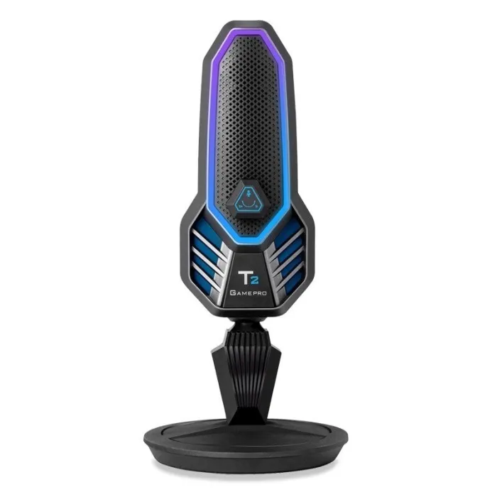 Microphone à condensateur de jeu RVB - cardioïde - avec pied - USB