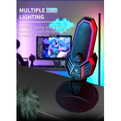 RGB gaming condenser microphone - cardioid - with stand - USBMicrophones