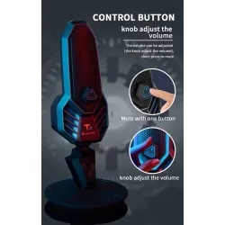 MicrófonosMicrófono de condensador RGB para juegos - cardioide - con soporte - USB