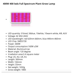 LED plantevækstlys - fuldt spektrum - 300W - 1600W