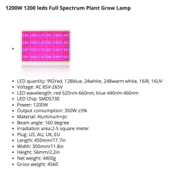 LED plantengroeilamp - volledig spectrum - 300W - 1600WKweeklampen