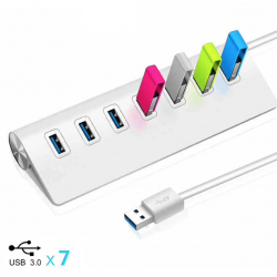 Aluminiumsdeler - USB 3.0 - 7 port USB - HUB