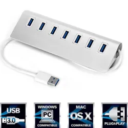 Aluminiumsdeler - USB 3.0 - 7 porter USB - HUB