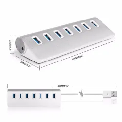 Aluminiumsdeler - USB 3.0 - 7 porter USB - HUB