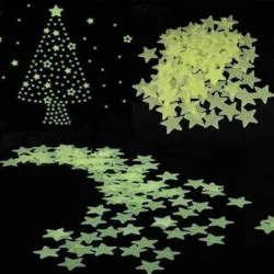 Etoiles phosphorescentes - stickers muraux / plafond - 3cm - 50 pièces