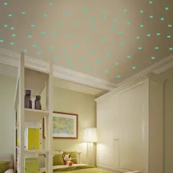 Etoiles phosphorescentes - stickers muraux / plafond - 3cm - 50 pièces