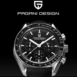 PAGANI DESIGN - rustfritt stål Quartz-klokke - vanntett - svart