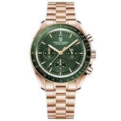 PAGANI DESIGN - zegarek kwarcowy ze stali nierdzewnej - wodoodporny - złoty / zielonyZegarki