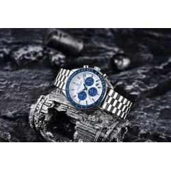 PAGANI DESIGN - Montre à quartz en acier inoxydable - étanche - argent / blanc