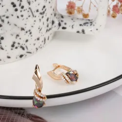Luxurious rose gold earrings - colorful zircon / crystalsEarrings