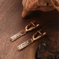 Elegante lange øredobber - rosa gull / krystaller