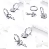 Boucles d'oreilles asymétriques en argent - coeur / clé - avec cristaux - argent sterling 925