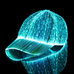 Baseballhette - fiberoptisk - LED - USB - hvit