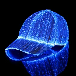 Casquette de baseball - fibre optique - LED - USB - blanc