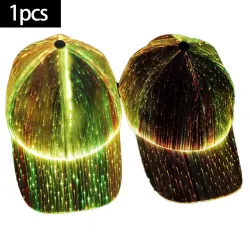 Casquette de baseball - fibre optique - LED 7 couleurs - USB - noir