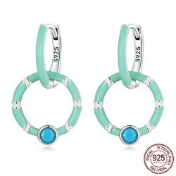 Turquoise oorbellen met dubbele ring - 925 sterling zilverOorbellen