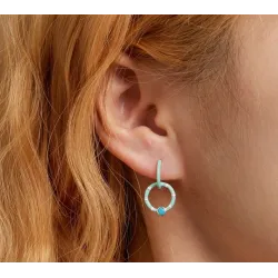 Turquoise double ring earrings - 925 sterling silverEarrings