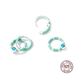 Boucles d'oreilles double anneau turquoise - Argent 925