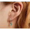 Boucles d'oreilles longues irrégulières - zircon vert carré - argent 925